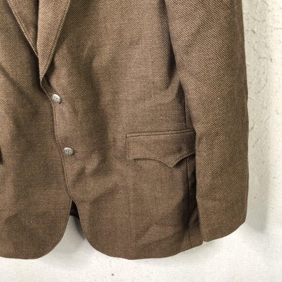 Circle S Blazer Mens 44L Brown Wool Western Sport Coat Two Button Cowboy Rodeo - Picture 12 of 16